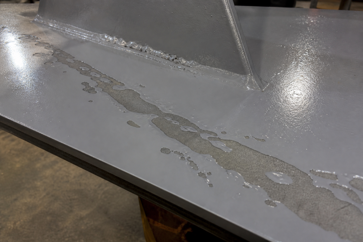 Photorealistic illustrative reference showing crawling on a protective coating system
