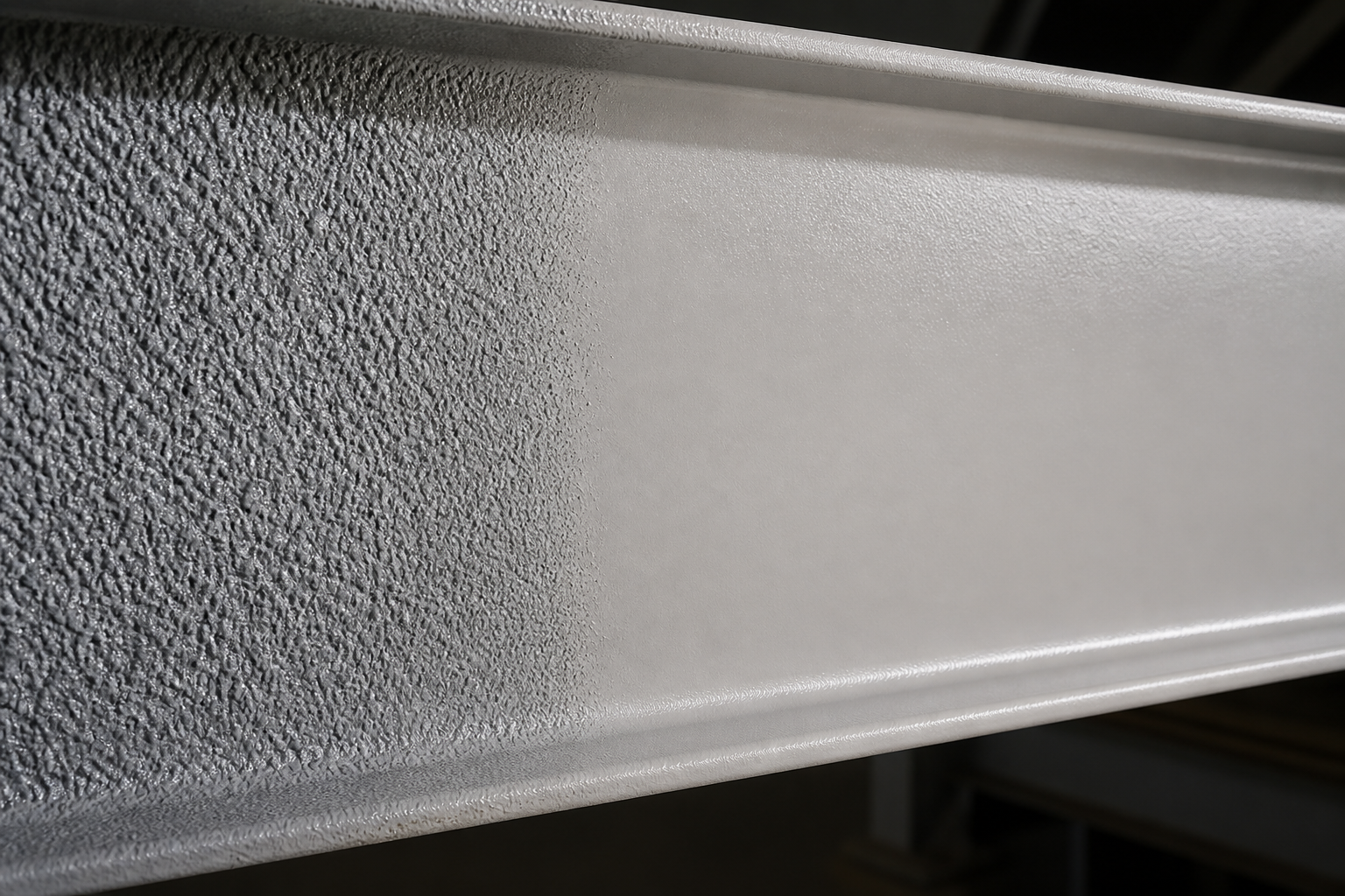 Photorealistic illustrative reference showing dry spray on a protective coating system