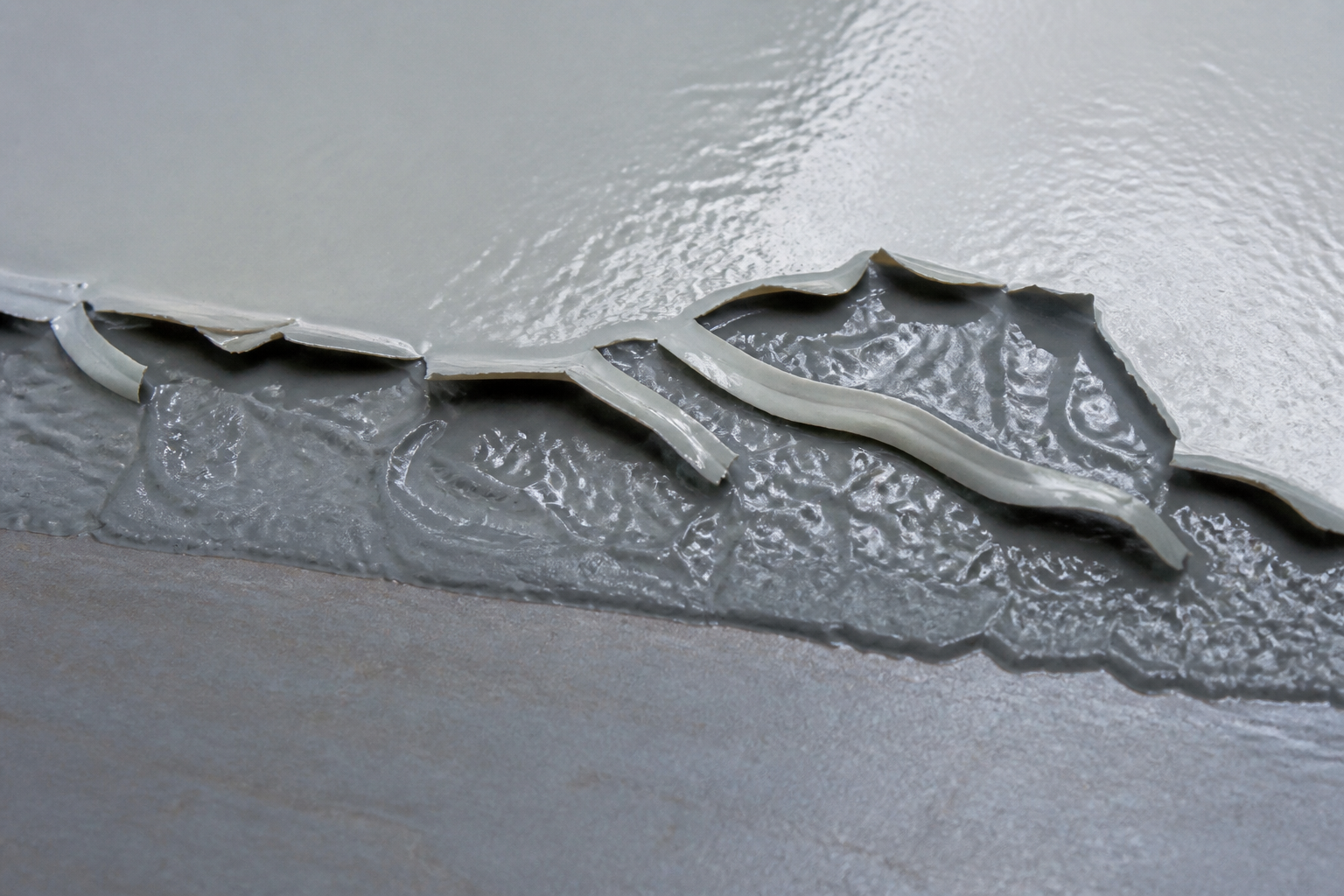 Photorealistic illustrative reference showing lifting on a protective coating system