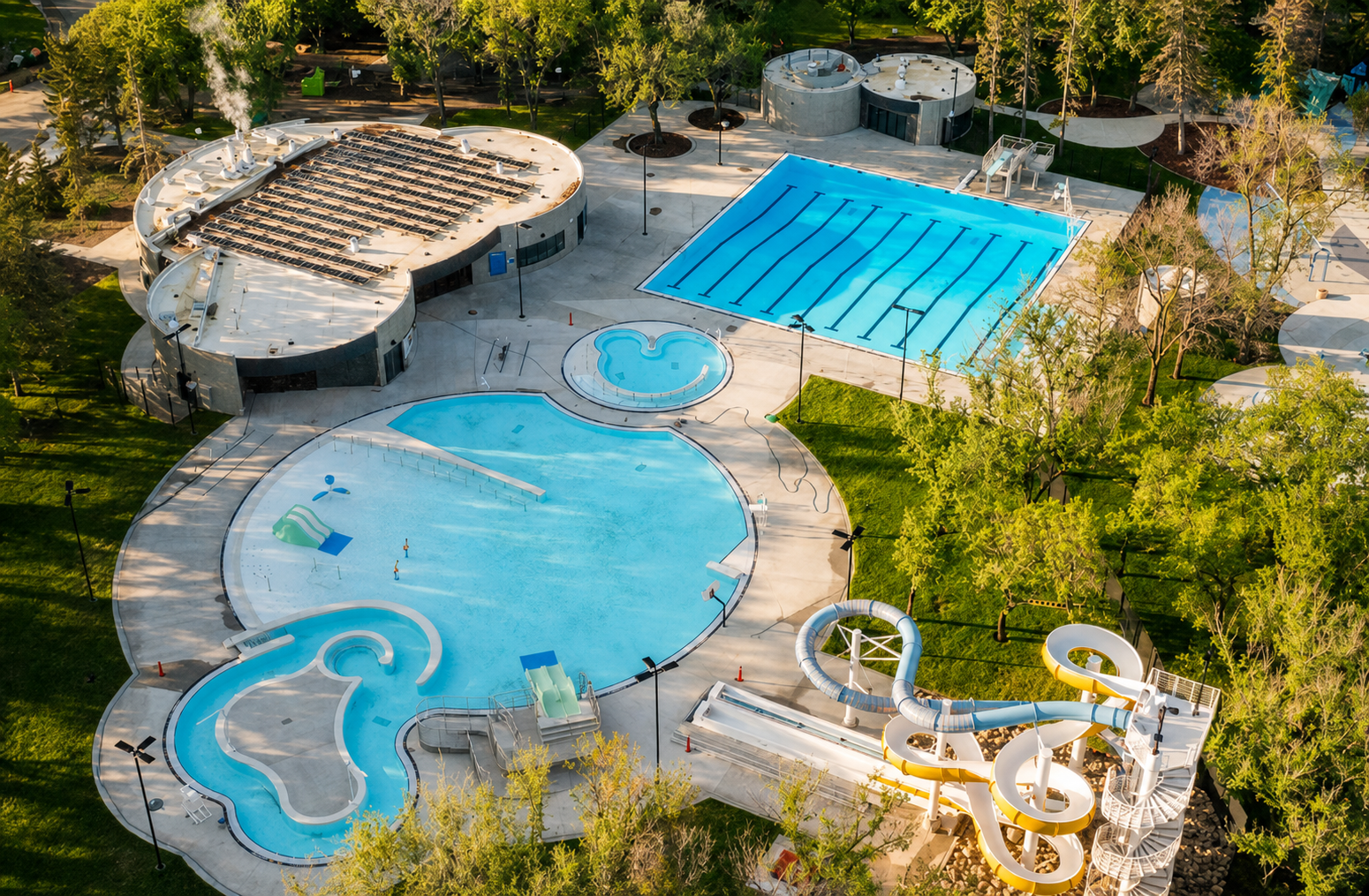 Aerial view of Wascana Pool in Regina, Saskatchewan