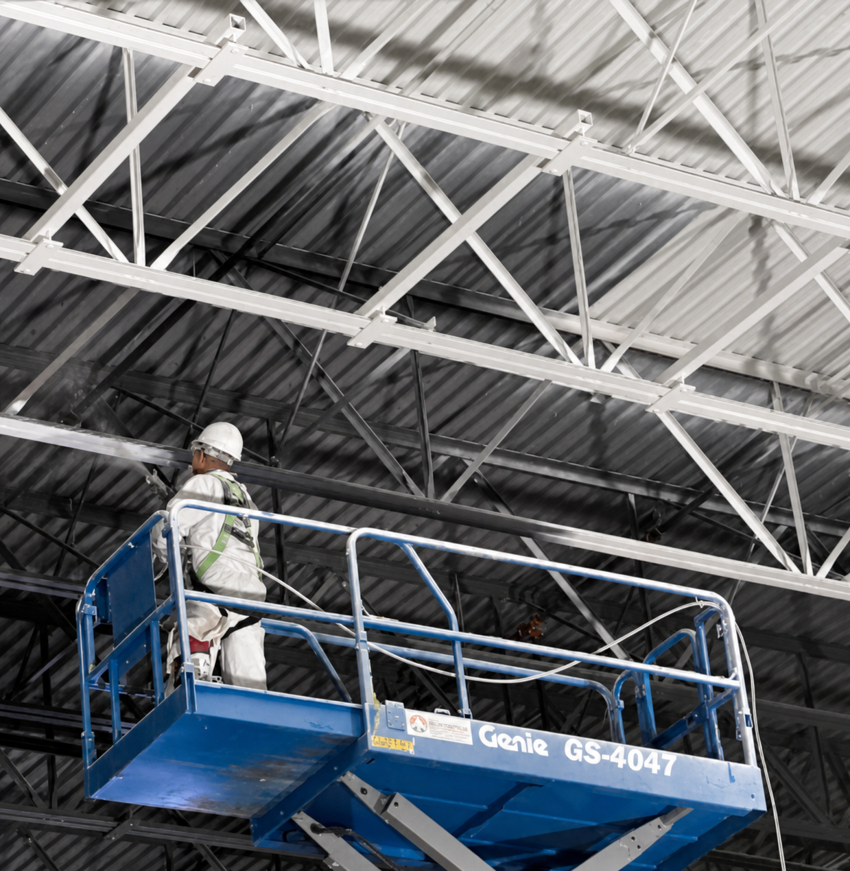 Architectural coating inspection of structural steel roof framing