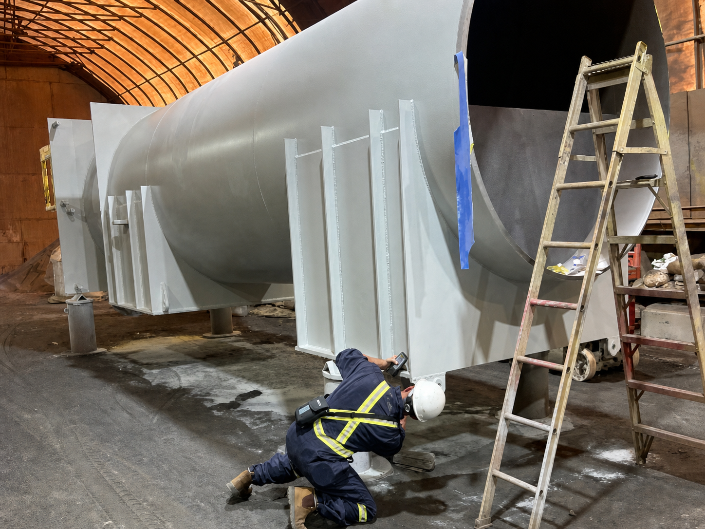 Coated marine structure during the BC Ferries Dolphin Replacement Project