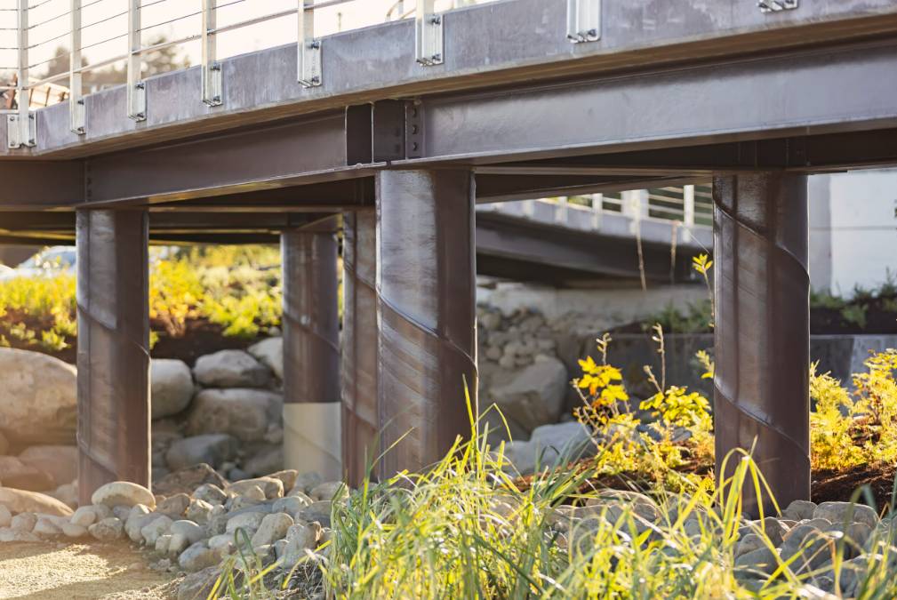 Coated steel girders and piles supporting the Qualicum Beach Observation Deck